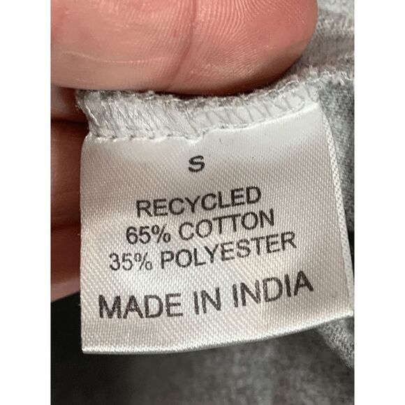 Recycled Threads Women's Long Sleeve Crop Top Tee Drop Shoulder Gray Small - Picture 3 of 5